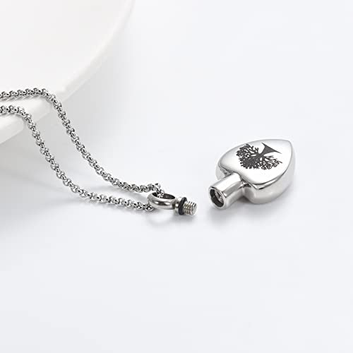 Hearbeingt Teardrop Urn Necklaces for Ashes Tree of Life Memorial Ashes Lockets, Cremation Jewelry Keepsake Pendant for Ashes for Women for Men, Heart-Silver - Thumbnail 5
