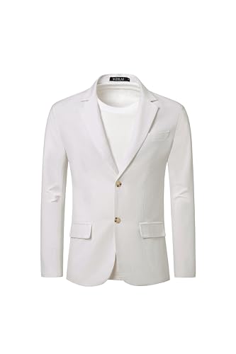 WZIKAI Men's Casual Linen Blazer Slim Fit Two Button Lightweight Suit Jacket2