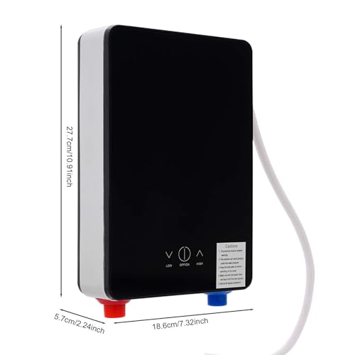 Chauffe-eau électrique instantané - 6500 W 220 V - Mini chauffe-eau avec pommeau de douche - Portable - Avec affichage LED - Noir – Image 6