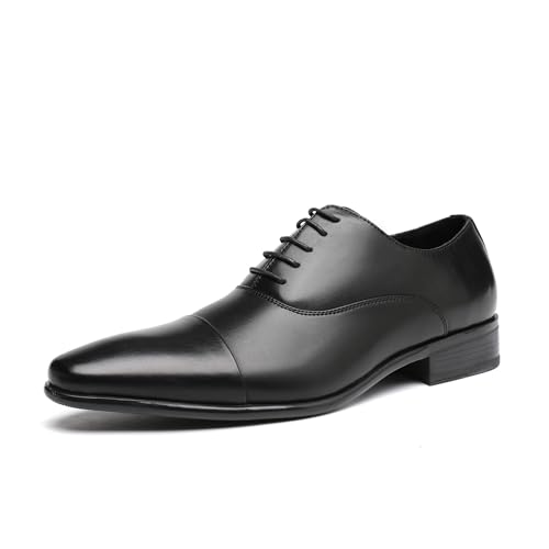 Image of DECARSDZ Mens Faux Patent Leather Classic Lace-up Formal Oxford Tuxedo Dress Shoes
