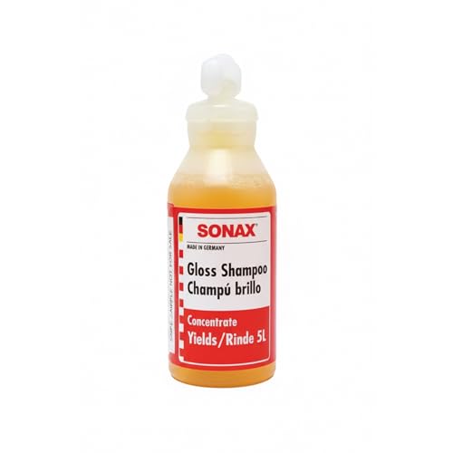 Image of SONAX Gloss Shampoo (25ml pet bottle, Pack of 1) | Car Washing Liquid | Deep Cleaning | Paint, Rubber, Plastic, Fiber, Vinyl, Glass Surface | Premium Glossy Finishing | Preserves Wax Coating