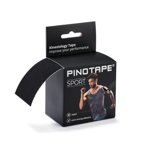 PINOTAPE Sport Tape | Kinesiologie Tape | extra starke Klebekraft | wasserabweisendes Rayon | latexfrei | 5 m x 5 cm (Schwarz)