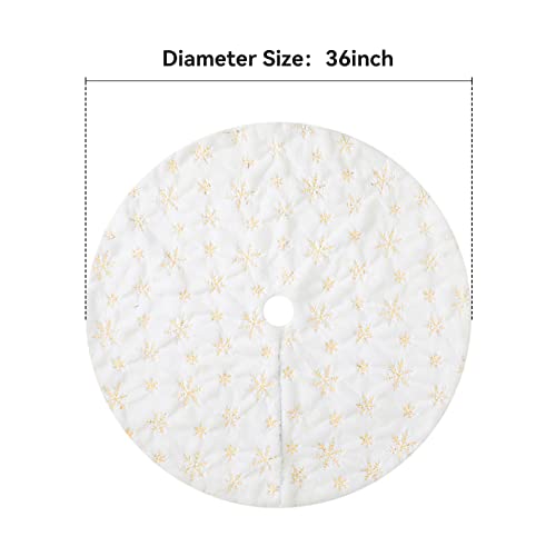 image for BEAR BOSOB Christmas Tree Skirt, Round Tree Skirt with Snowflake Sequi