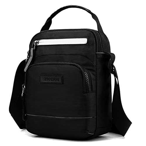 BOMKEE Petit sac à bandoulière en nylon léger pour homme et femme - Pour voyage, randonnée, travail, école, Noir , Small Cover