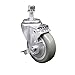 Polyurethane Swivel Threaded Stem Caster w/4" x 1.25" Gray Wheel and 1/2" Stem & Top Locking Brake - 350 lbs Capacity/Caster - Service Caster Brand