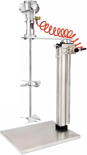 Power Mixer Pneumatic Agitator Clamp-On Drum Agitator Industrial-Grade Pneumatic Shaker Paint Stirring Tool，50 Gallon Pneumatic Paint Mixer with Stand, 200L Air Agitator, 50–2800RPM, Auto Li