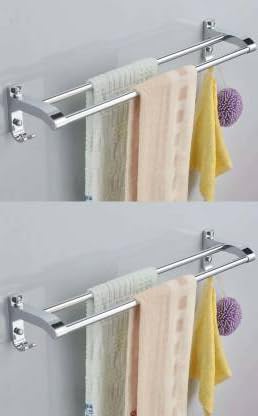 iSTAR Double Rod Towel Rod Silver Towel Holder (Stainless Steel) 24 inch Longer 2 Bar Towel Rod (Stainless Steel Pack of 2) (B09C3SZ4T6) Amazon Price History, Amazon Price Tracker
