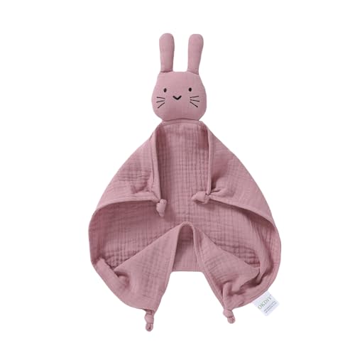Image of okdiy Organic Cotton Bunny Loveys for Babies,Newborn Baby Lovey Security Blanket,Lovies for Babies New Born Baby Unique Neutral Gifts Boys and Girls (Bunny-Baby Pink)