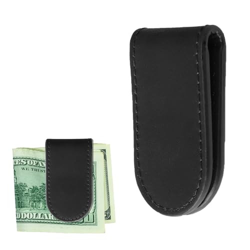 Slim Magnetic Money Clip, Leather Money Clip Business Card Holder Holds Up to 12 Cash, Classic Style for Minimalists Men Women Trendsetters Executives Travelers Affluents