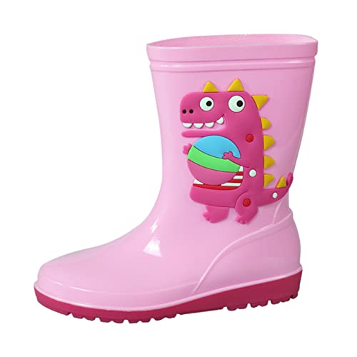 PVC Rubber Children Water Shoes Classic Children Rainboots Waterproof Rain Boots Kids Baby Snow Boots for Girls Size 1 (Pink, 3.5-4 Years)