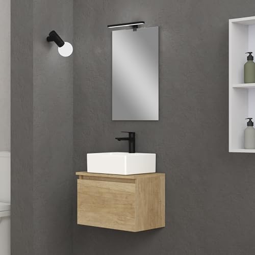 Muebles de baño compactos con espejo Baikal MAIA para renovar tu hogar con estilo natural 3
