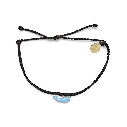 Pura Vida Gold Narwhal Bracelet - 100% Waterproof, Adjustable Band - Plated Brand Charm, Black