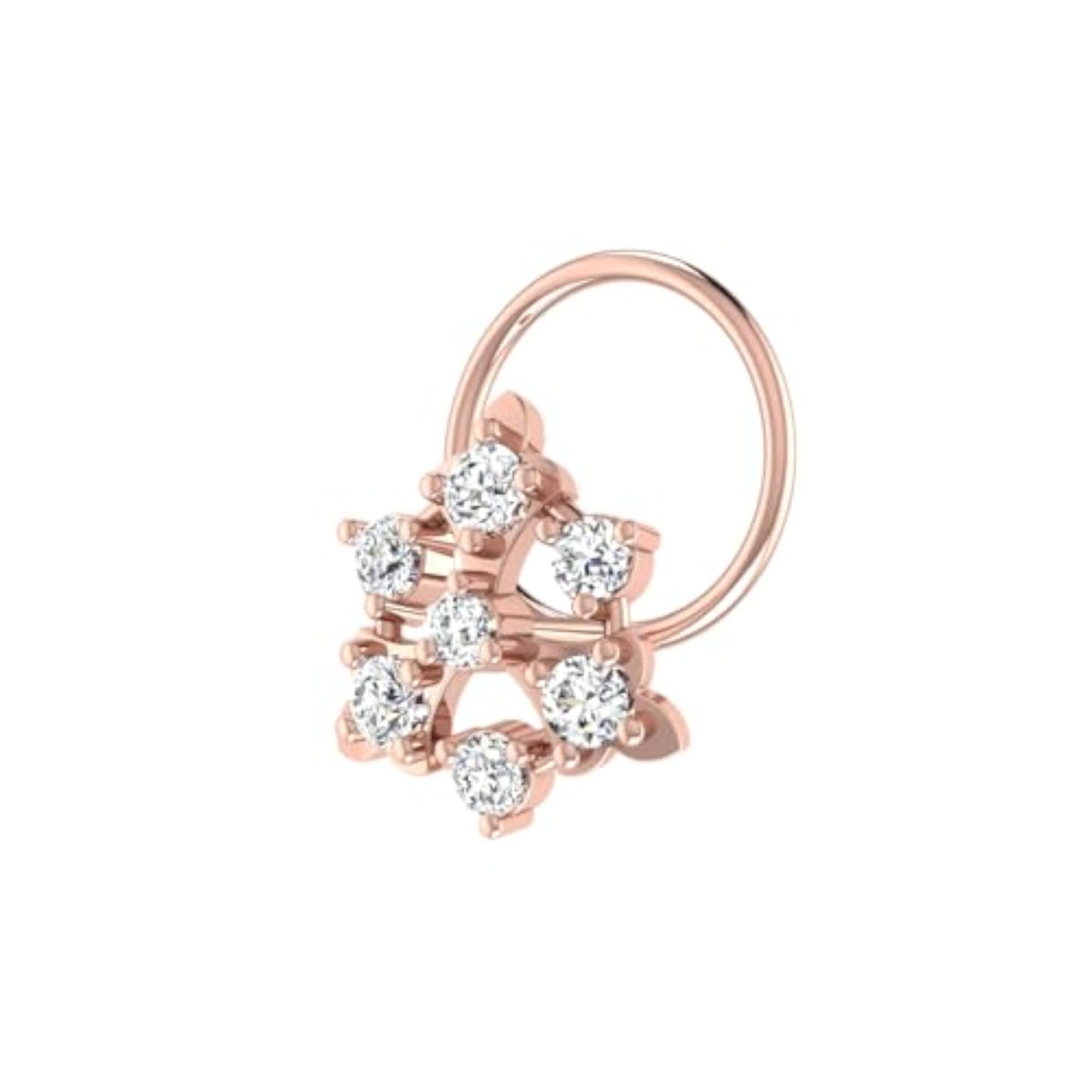 14Kt Rose Gold Stud Nose Ring, Chic