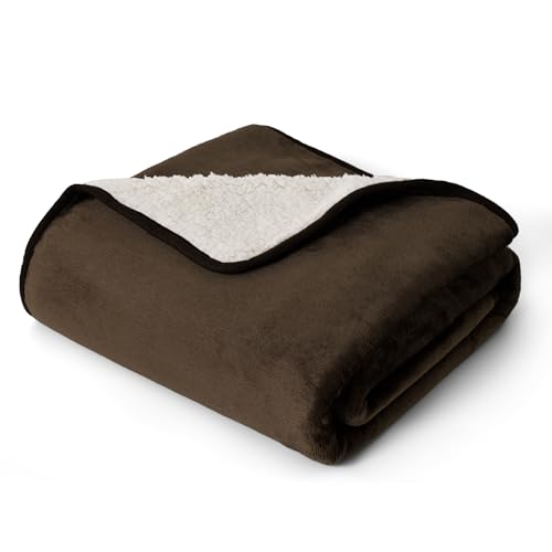 Bedsure Waterproof Dog Blankets for Small Dogs - Small Cat Blanket Washable for Couch Protection, Sherpa Fleece Puppy Blanket, Soft Plush Reversible Throw Furniture Protector, 25x35, Coffee Brown
