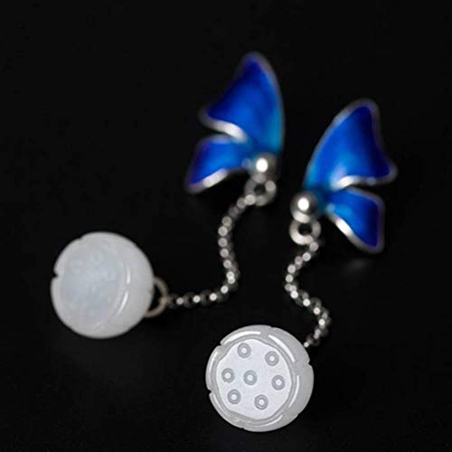 Boucles d'oreilles argent S925 et imitation émail papillon rétro