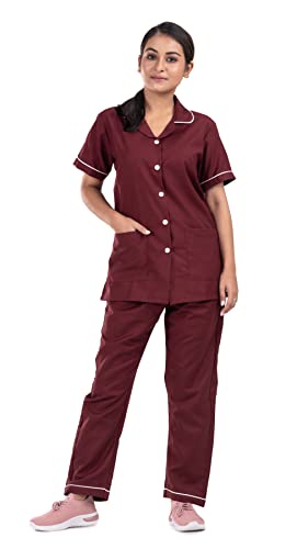 Image of Unisex Nurse Uniform With Normal Length Half Sleeves Top With 2 Pockets Regular Fit Pant Two Side Pockets - Ideals for Hospital Staff /Clinics /Nanny Uniforms |