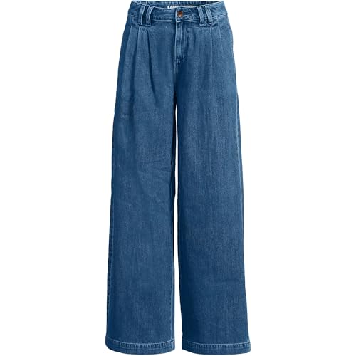 Lands' End Women's Lightweight Denim Mid Rise Pleated Slouchy Jeans3