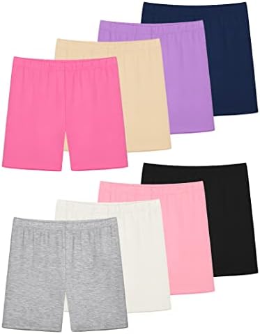 Poroka 8 Pack Girls Bike Shorts Dance Shorts Thick Modal Shorts Breathable Safe Active Shorts 8 Color (4-5T)