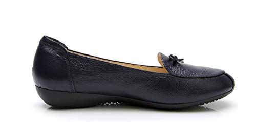 Venuscelia Women's Bowknot Dance Flat Shoe (8 W Us,Navy) #TOP2