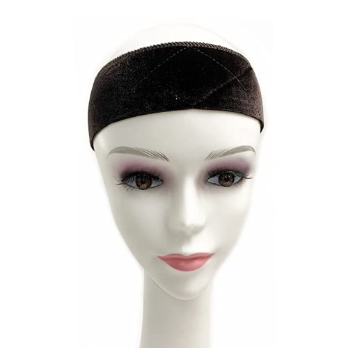 Lenaqueen Velvet Wig Grip Band Adjustable No Slip Wig Grip Headbands for Women Keep Wigs in Place Grip Wig Bands (Dark Brown)