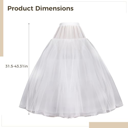 High-Waist A-Line Tulle Skirt For Women, 4-Layer White Slip, Sleeveless Design With Elastic Waistband, Undergarment For Dresses, 80-110 Cm4