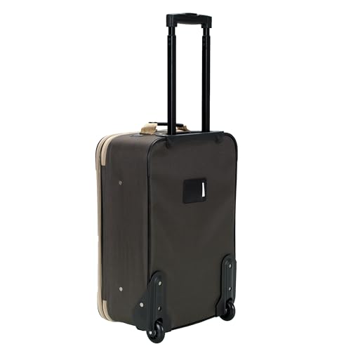 Image of Rockland Fashion Softside Upright Luggage Set,'Expandable,Lightweight,Telescopic Handle,Wheel, Brown, 2-Piece (14 /19)
