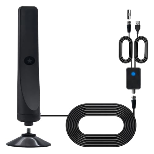 Sarini Antena de TV,Antena de TV Digital HD 1080P 4K,Antena de TV Digital HD amplificada,Amplificador de señal de Canales de Alcance de 50 Millas Antena Universal para Interiores y Exteriores