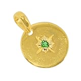 Breite: 12 mm Anhänger aus 925er Sterlingsilber, mit vergoldeter Kabelkette und Federring-Verschluss.