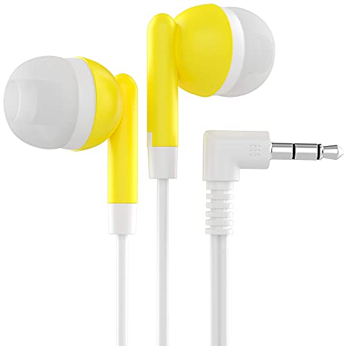 maeline bulk earbuds yellow 3.5 mm plug 200 pack