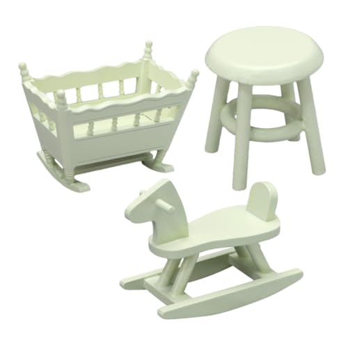 BESPORTBLE 1Juego Cuna Decorativa y Caballo De Madera para Decoración Infantil