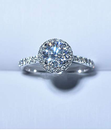 CHWLNJN S925 Sterling Silver Shiny Full Diamond CZ Ring for Women's Cubic Zirconia Stepless Halo Engagement Ring Eternal Wedding Ring Size 6-10 (9)4