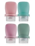 uvbws 4 botellas de viaje de 1 onza, botellas de viaje de silicona, champú recargable reutilizable a prueba de fugas, gel de baño y botella de loción.