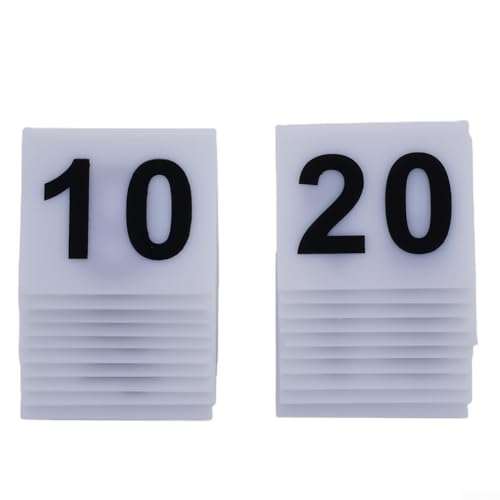 Besttoolifes Letreros acrílicos con números de mesa del 1 al 40 números negros atrevidos, fondo blanco y amarillo, servicio rápido, restaurante, comedor (blanco)