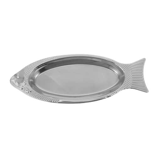 MAGICLULU Plato para Servir Pescado Magnético de Acero Inoxidable 34 Cm Forma de Pez Resistente al Calor Uso Doméstico Fiesta