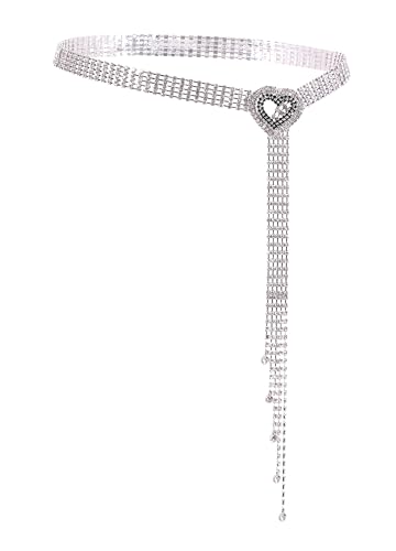 jascaela Diamond Chain Dress Belt Glitter Crystal Tassel Pendant Spaghetti Belt Rhinestone Chain Waist Belt