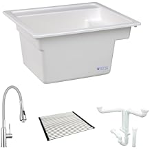 Mustee K-25 25-in x 22-in 1-Basin White Drop-In Laundry Sink with Drain and Faucet