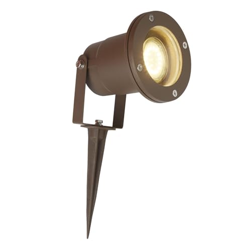 Spot a piquer exterieur, 1 lumiere, acier inoxydable, brun rouillé,