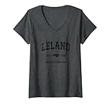 Photo Gallery leland north carolina nc - stampa vintage sportiva, colore: nero maglietta con collo a v Photo Gallery leland north carolina nc - stampa vintage sportiva, colore: nero maglietta con collo a v
