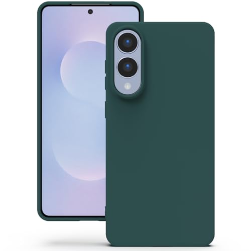 Image of YATWIN Silicone Case for Samsung Galaxy S25 FE 4G, Soft-Touch, Shockproof, DustProof, Antiskid Phone Cover for Samsung Galaxy S25 FE - Dark Green