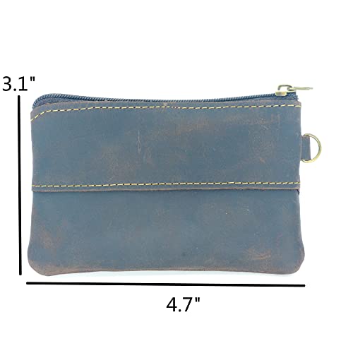 JJNUSA Genuine Leather Zipper Coin Purse for Men, Credit Card Case Holder, Mens Tray Purses Coin Purse Cash Change Wallet Car Smart Holder Money Pouch Darkbrown3