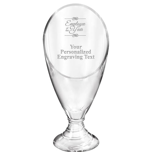 Crown Awards Personalized Crystal Trophy, 9 3/4" Engraved Employee of The Year Grand Glass Crystal Trophy Award Prime