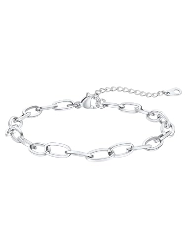 Image of FaithHeart Waterproof Ankle Bracelets for Women, 1 /2 /3Pcs Non Tarnish Stainless Steel Layered Anklet Set Paperclip Figaro Cuban Link Chain Dainty Summer Beach Jewelry Gift Adjustable Size