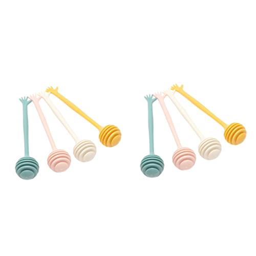MUCKLILY 2sets 4pcs Assorted Color Honey Stirring Sticks Lightweight Honey Stir Rods for Tea Syrups Creative Kitchen Tool for Home Cafe Parties 4pcs*2