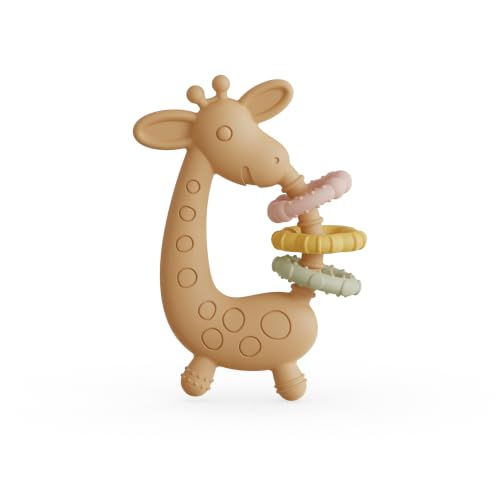 Socub Giraffe Baby Teether, Silicone Teething Toy, 0+ Months, Warm Caramel image 5