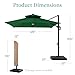 Best Choice Products 10x10ft Cantilever Patio Umbrella w/Base Included, Solar LED Lights 360 Rotation Large Offset Hanging Outdoor Shade for Deck Pool Backyard w/Stand – Green