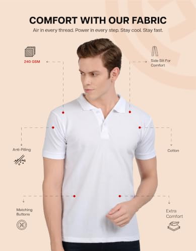 Image of Scott International Men's Cotton Polo T-Shirt | Six Degrees Soft & Breathable Collared T-Shirt | Half Sleeve Regular Fit Casual Wear | Comfortable Everyday Polo T-Shirt for Men