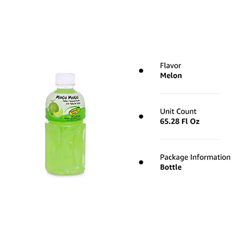 Mogu Mogu Juice with Nata De Coco, Melon Flavored, 6 Pack
