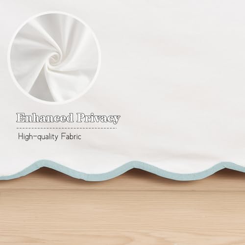 HIG Off White Chic Queen Bed Skirt - Easy Fit Scallop Edge Pleated Bedskirts, 14 Inch Drop Anti-Slip Dust Ruffle, Thick Fabric for Enhanced Privacy, Pre-Washed for Long-Lasting Use(N60022)