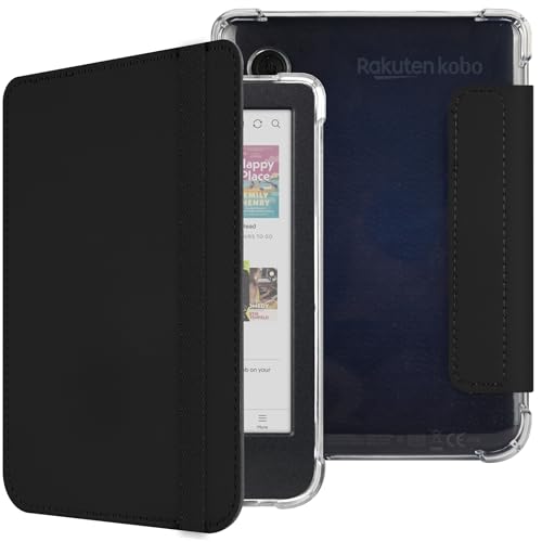 HGWALP - HGWALP Coque Compatible 6 Pouces Kobo Clara Colour/Clara BW (2024) / Clara 2E (2022),Sortie Cuir PU Premium + Étui arrière TPU Transparente et Souple pour Dormir/réveiller automatiquement-Noir - -10%