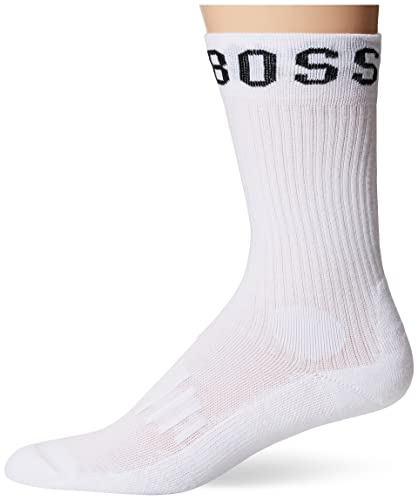 BOSS Hugo mens 2-pack Big Logo Crew Casual Sock, Blanche, 6 9 US